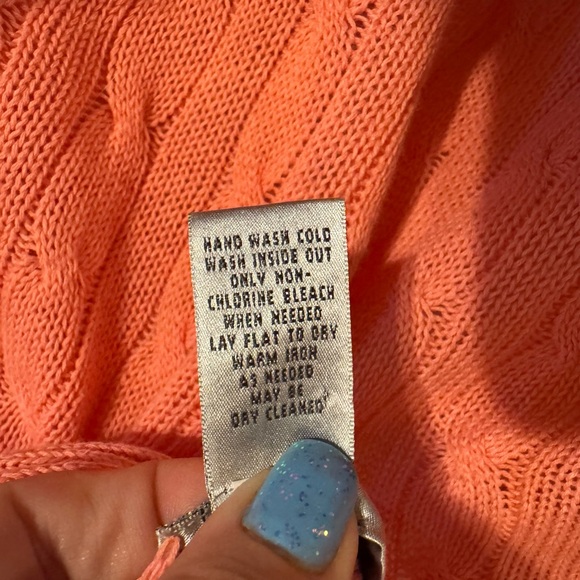Chico's PRISTINE Linen/Cotton Blend Coral Cardigan MEDIUM #9 - Picture 6 of 7